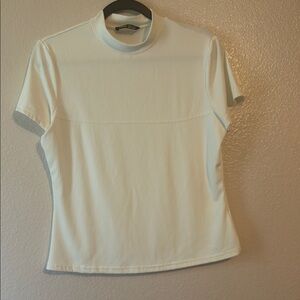 SHEIN Ribbed Mock Neck Top in Cream